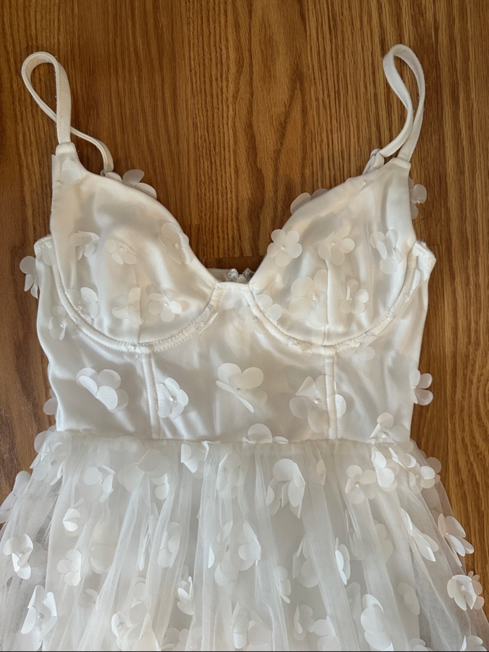 Lulus Whimsical Wishes White 3D Floral Bustier Midi Dress - Picture 3 of 8